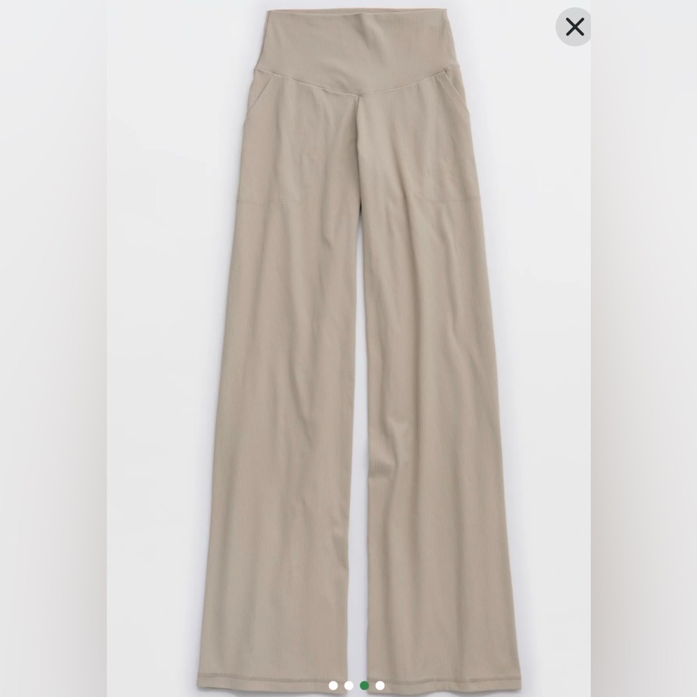 Aerie ribbed high waisted trousers.-Wide Leg size XS short